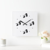 Comedy Tragedy Black and White Theatre Mask Squar Quadratische Wanduhr (Zuhause)