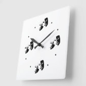 Comedy Tragedy Black and White Theatre Mask Squar Quadratische Wanduhr (Winkel)