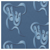 Comedy Tragedy Blue Pima Cotton Stoff (Nahaufnahme)