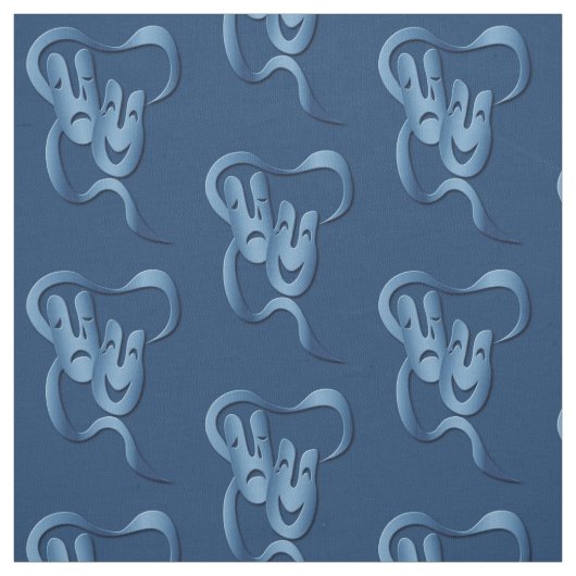 Comedy Tragedy Blue Pima Cotton Stoff (Muster)
