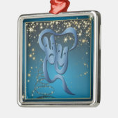 Comedy Tragedy Blue Theater Mask Blue Christmas 2 Ornament Aus Metall (Links)