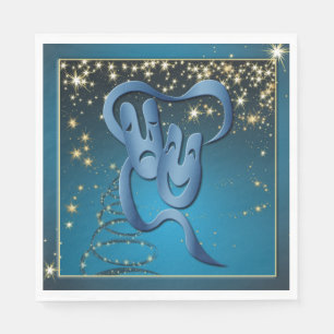 Comedy Tragedy Blue Theater Mask Blue Serviette