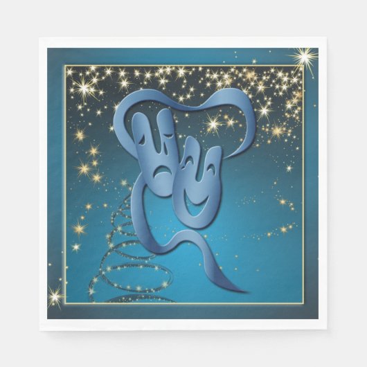 Comedy Tragedy Blue Theater Mask Blue Serviette (Vorderseite)