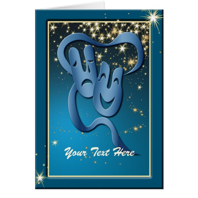 Comedy Tragedy Blue Theater Mask Custom Card (Vorne)