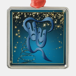 Comedy Tragedy Blue Theater Maske Blauer Weihnacht Ornament Aus Metall