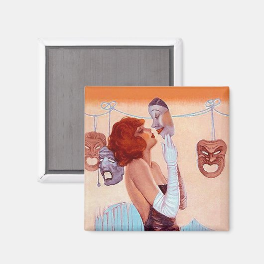 COMEDY & TRAGEDY DRAMA MASKS Glamour Girl Magnet (Vorderseite/Rückseite)