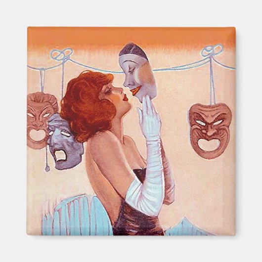 COMEDY & TRAGEDY DRAMA MASKS Glamour Girl Magnet (Vorne)