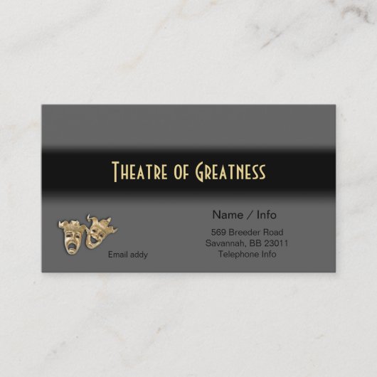 Comedy Tragedy Greek Masks Theater Business Card Visitenkarte (Vorderseite)