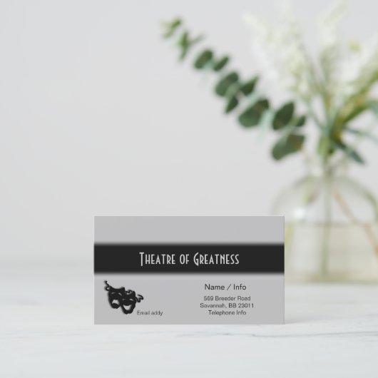 Comedy Tragedy Griechisch Black Mask Business Card Visitenkarte (Stehend Vorderseite)