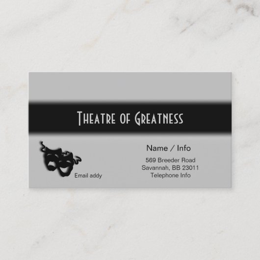 Comedy Tragedy Griechisch Black Mask Business Card Visitenkarte (Vorderseite)
