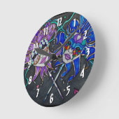 Comedy/Tragedy-Jester-Masken Runde Wanduhr (Winkel)