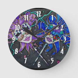 Comedy/Tragedy-Jester-Masken Runde Wanduhr