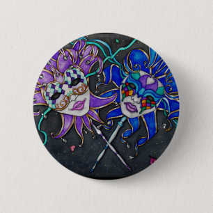 Comedy/Tragedy Jester Masks Button