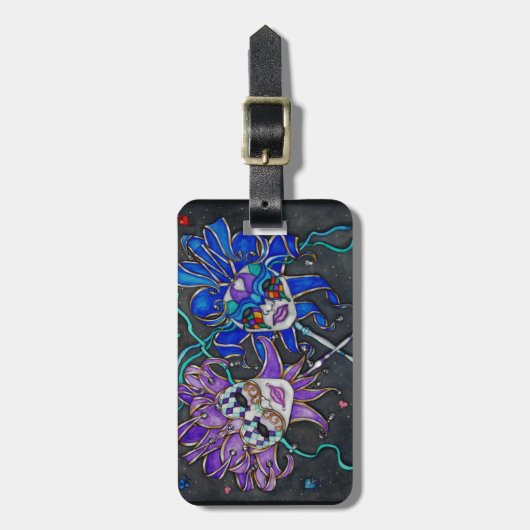 Comedy/Tragedy Jester Masks Gepäckanhänger (Vorderseite vertikal)