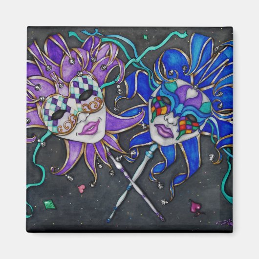 Comedy/Tragedy Jester Masks Magnet (Vorne)