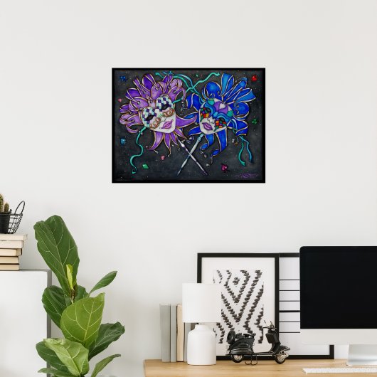 Comedy/Tragedy Jester Masks Malerei Poster (Heimbüro)