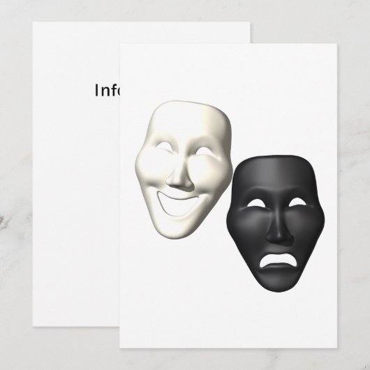 Comedy-Tragedy-Masken Einladung (Vorne/Hinten)