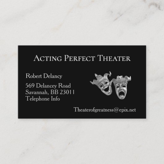 Comedy Tragedy Masken Theater Business Card Visitenkarte (Vorderseite)