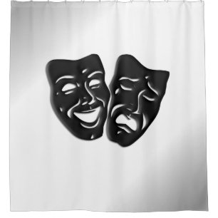 Comedy Tragedy Silver Theater Masken Duschvorhang