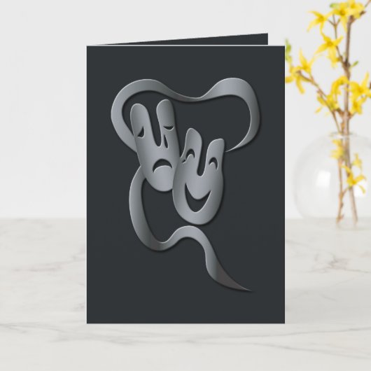 Comedy Tragedy Theater Maske Grau/Schwarz Gruß Karte (Gelbe Blume)