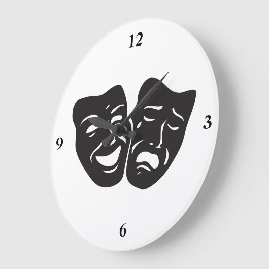 Comedy Tragedy Theater Masken Große Wanduhr (Winkel)