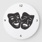 Comedy Tragedy Theater Masken Große Wanduhr (Vorderseite)