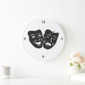 Comedy Tragedy Theater Masken Große Wanduhr (Zuhause)