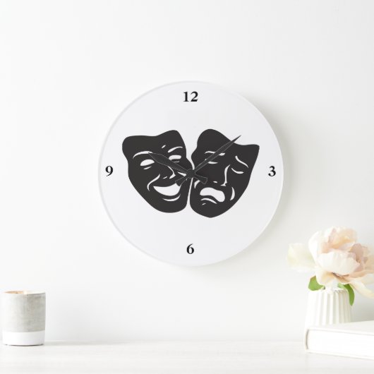 Comedy Tragedy Theater Masken Große Wanduhr (Zuhause)