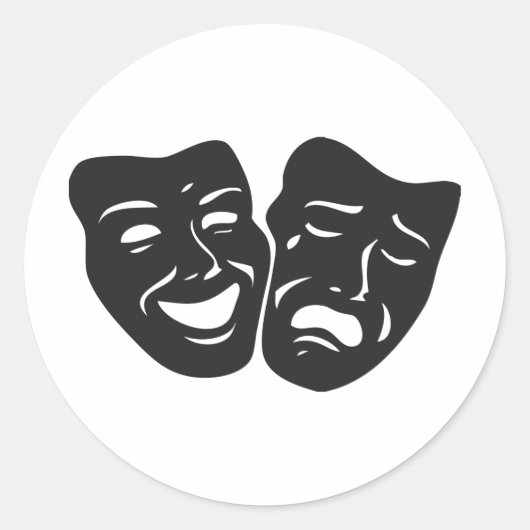 Comedy Tragedy Theater Masken Runder Aufkleber (Vorderseite)