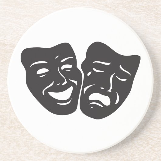 Comedy Tragedy Theater Masken Sandstein Untersetzer (Vorne)