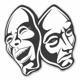 Comedy Tragedy Theater Maskerade Stillleben Aufkleber