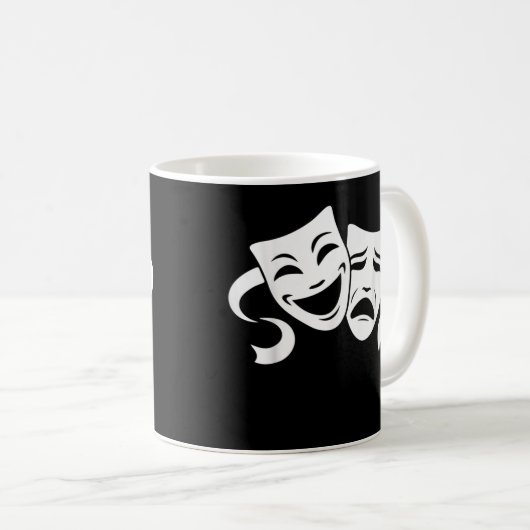 Comedy & Tragedy Theater Weiße Masken Funny Men Wo Kaffeetasse (VorderseiteRechts)