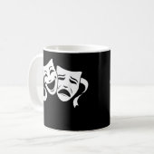 Comedy & Tragedy Theater Weiße Masken Funny Men Wo Kaffeetasse (Vorderseite Links)