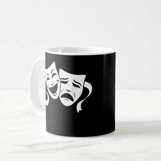 Comedy & Tragedy Theater Weiße Masken Funny Men Wo Kaffeetasse (Vorderseite Links)