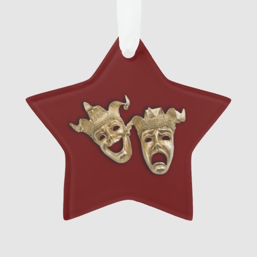 Comedy und das Tragedy Theater Masken Maroon Ornament (Vorderseite)
