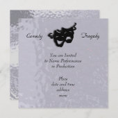 Comedy und Tragedy Black Mmasken Shimmer Einladung (Vorne/Hinten)