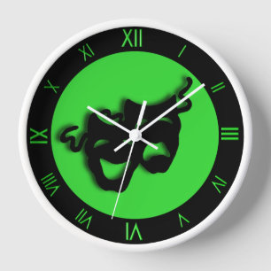 Comedy und Tragedy Cool Green Theater Wall Clock Uhr