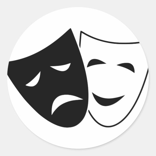 Comedy und Tragedy Mask Runder Aufkleber (Vorderseite)