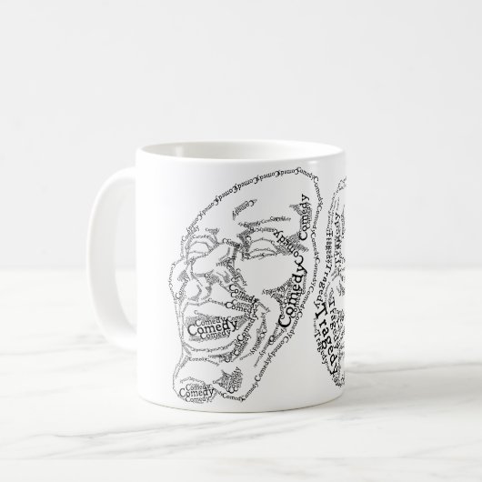Comedy und Tragedy-Masken Kaffeetasse (Vorderseite Links)