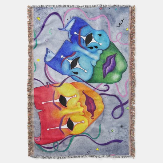 Comedy und Tragedy Masks Blanket Decke (Vorderseite Vertikal)