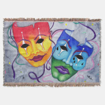 Comedy und Tragedy Masks Blanket