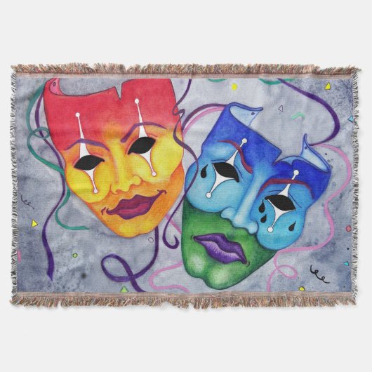 Comedy und Tragedy Masks Blanket Decke (Vorderseite)