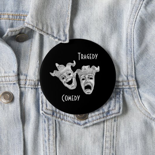 Comedy und Tragedy Masks Silver Theater Button (Beispiel)