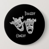 Comedy und Tragedy Masks Silver Theater Button (Vorderseite)
