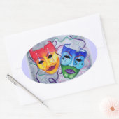 Comedy und Tragedy Ovaler Aufkleber (Umschlag)