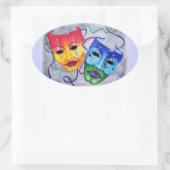 Comedy und Tragedy Ovaler Aufkleber (Tasche)