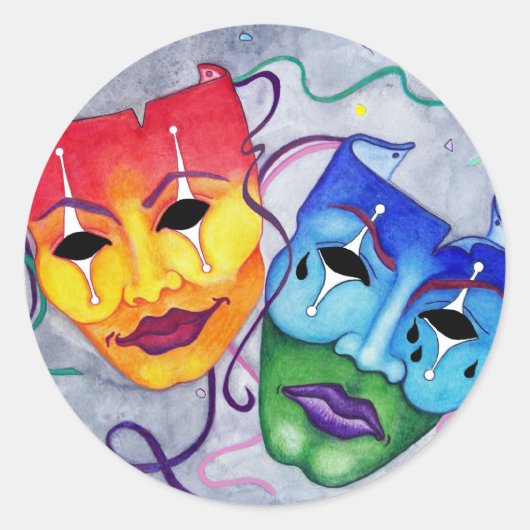 Comedy und Tragedy Runder Aufkleber (Vorderseite)