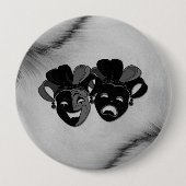 Comedy und Tragedy Theater Jester Masks Silver Button (Vorderseite)