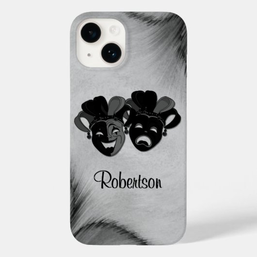 Comedy und Tragedy Theater Jester Masks Silver Case-Mate iPhone Hülle (Rückseite)