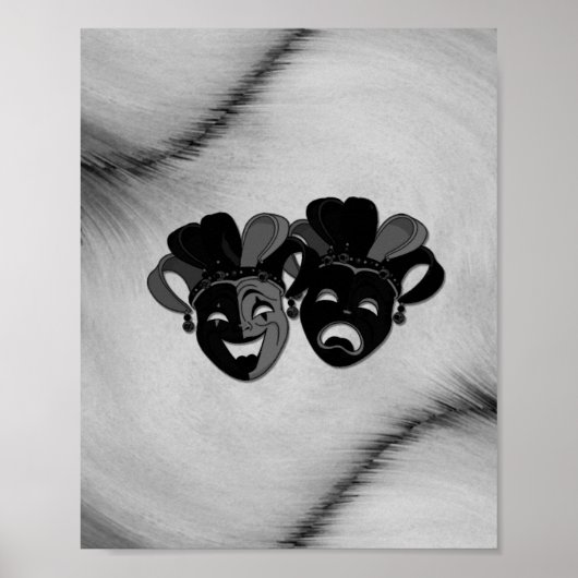 Comedy und Tragedy Theater Jester Masks Silver Poster (Vorne)